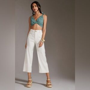 NWT Anthropologie The Colette Cropped Linen Wide-Leg Pants